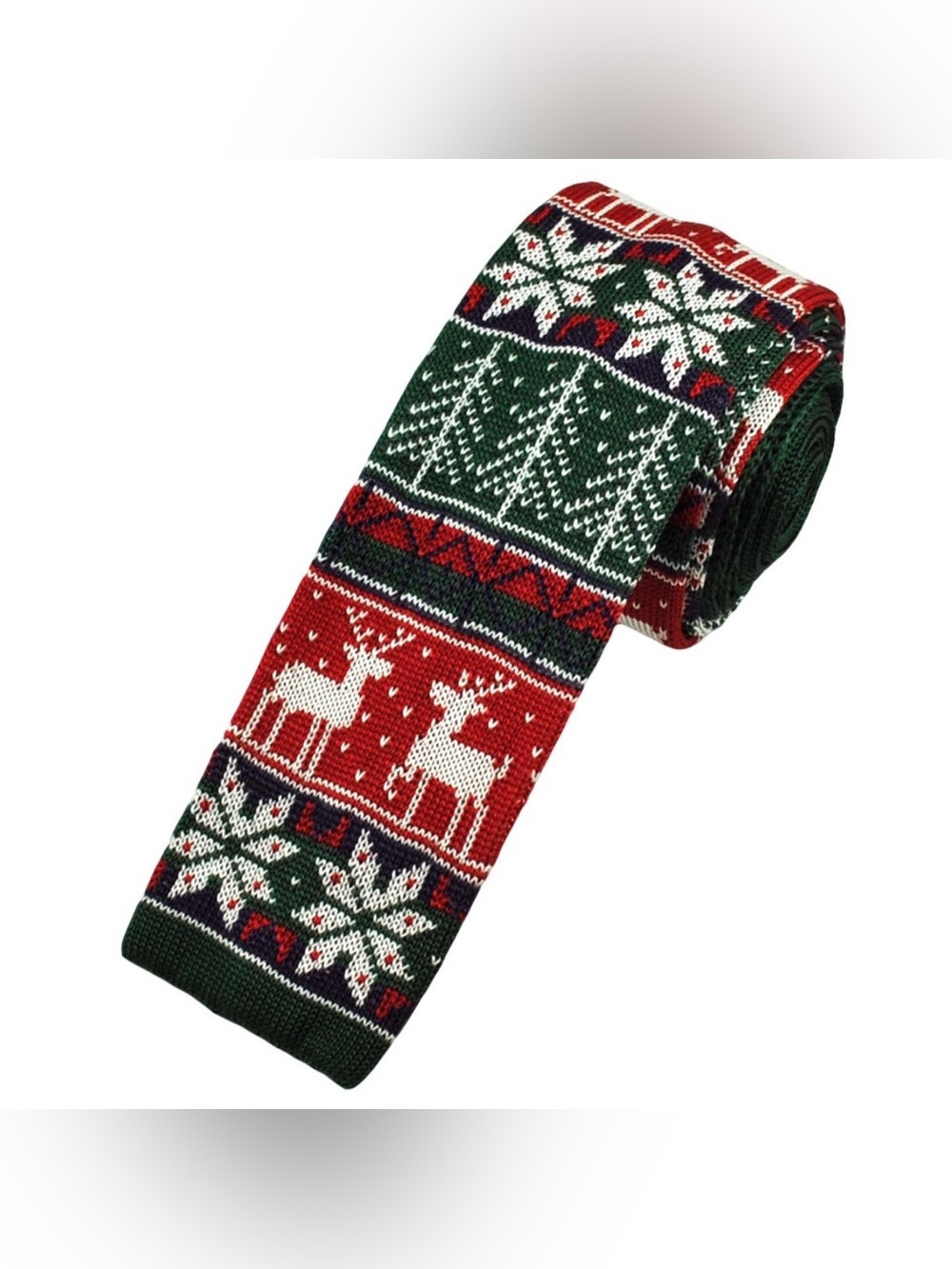 Brooks Brothers Silk Holiday Knit Tie with Reindeer and Snowflake Pattern